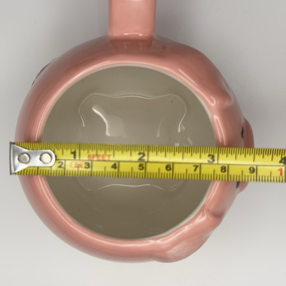 Pier 1 Pink Pig Mug Embossed Floral 3D Dolomite Coffee Cup 3.5" Hand Painted - Picture 6 of 6